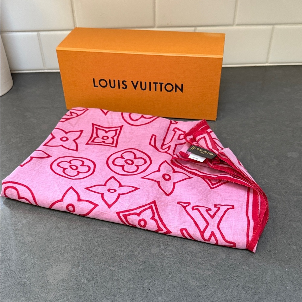 Louis Vuitton Pink Monogram Cotton Scarf